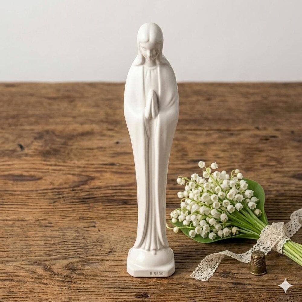 Vintage Napco Madonna Figurine White Matte Mid Century Virgin Mary